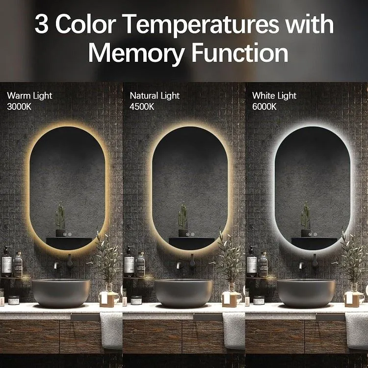 Oval Lighted Bathroom Mirror